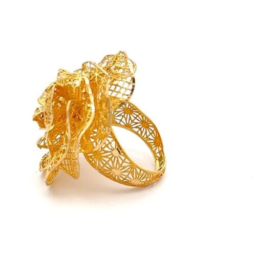 Imperial Flower Gold Ring - Left Side View | Alfa Jewellers