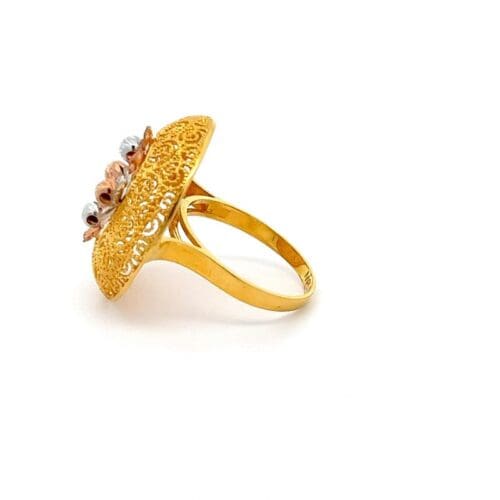 Blooming Effigy Gold Ring - Left Side View | Alfa Jewellers