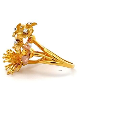 Dance of the Flowers Gold Ring - Left Side View | Alfa Jewellers