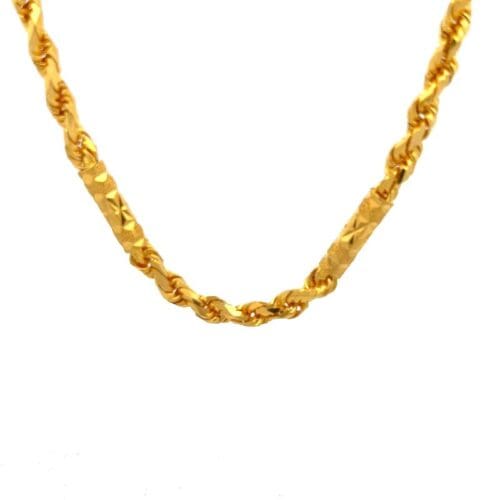 22k Gold Rope Chain - Front View | Alfa Jewellers