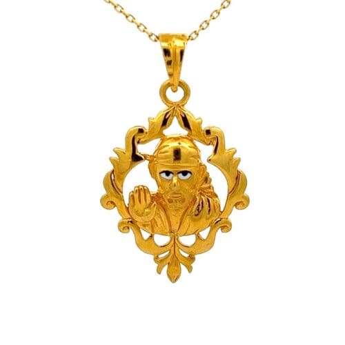 Sai Baba Blessing Gold Pendant - Front View | Alfa Jewellers