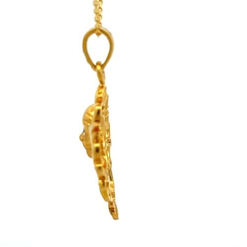 Sai Baba Blessing Gold Pendant - Left Side View | Alfa Jewellers