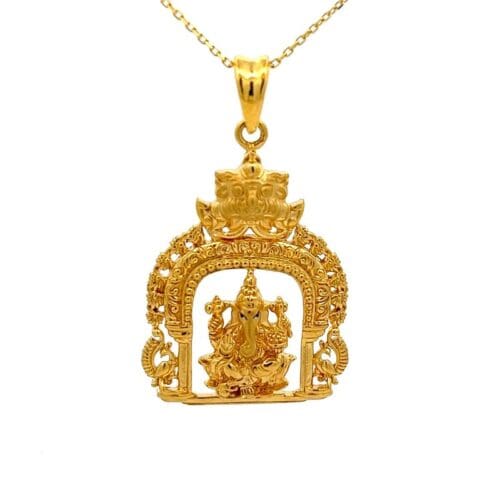 Ganesh Blessings Gold Pendant - Front View | Alfa Jewellers