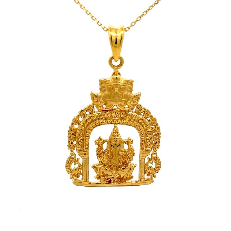 Ganesh Blessings Gold Pendant - Front View | Alfa Jewellers