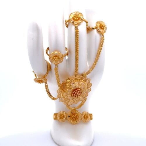 Floral Majesty Gold Haath Phool | Alfa Jewellers