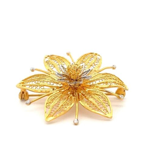 Blooming Bouquet Gold Turkish Brooch - Front View | Alfa Jewellers