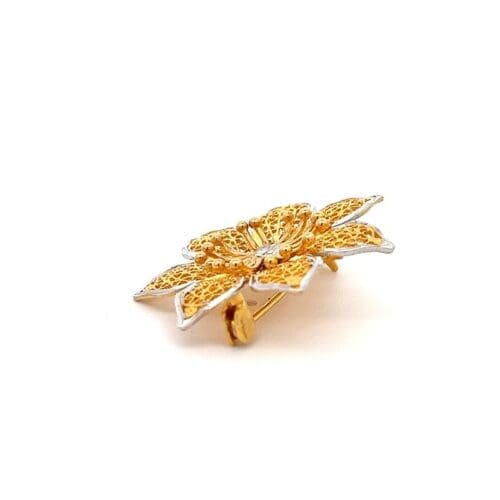 Blooming Blossom Gold Brooch - Side View | Alfa Jewellers