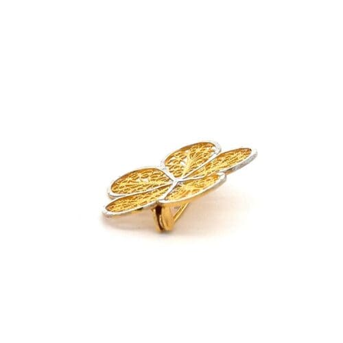 Opulent Petal Gold Brooch - Side View | Alfa Jewellers