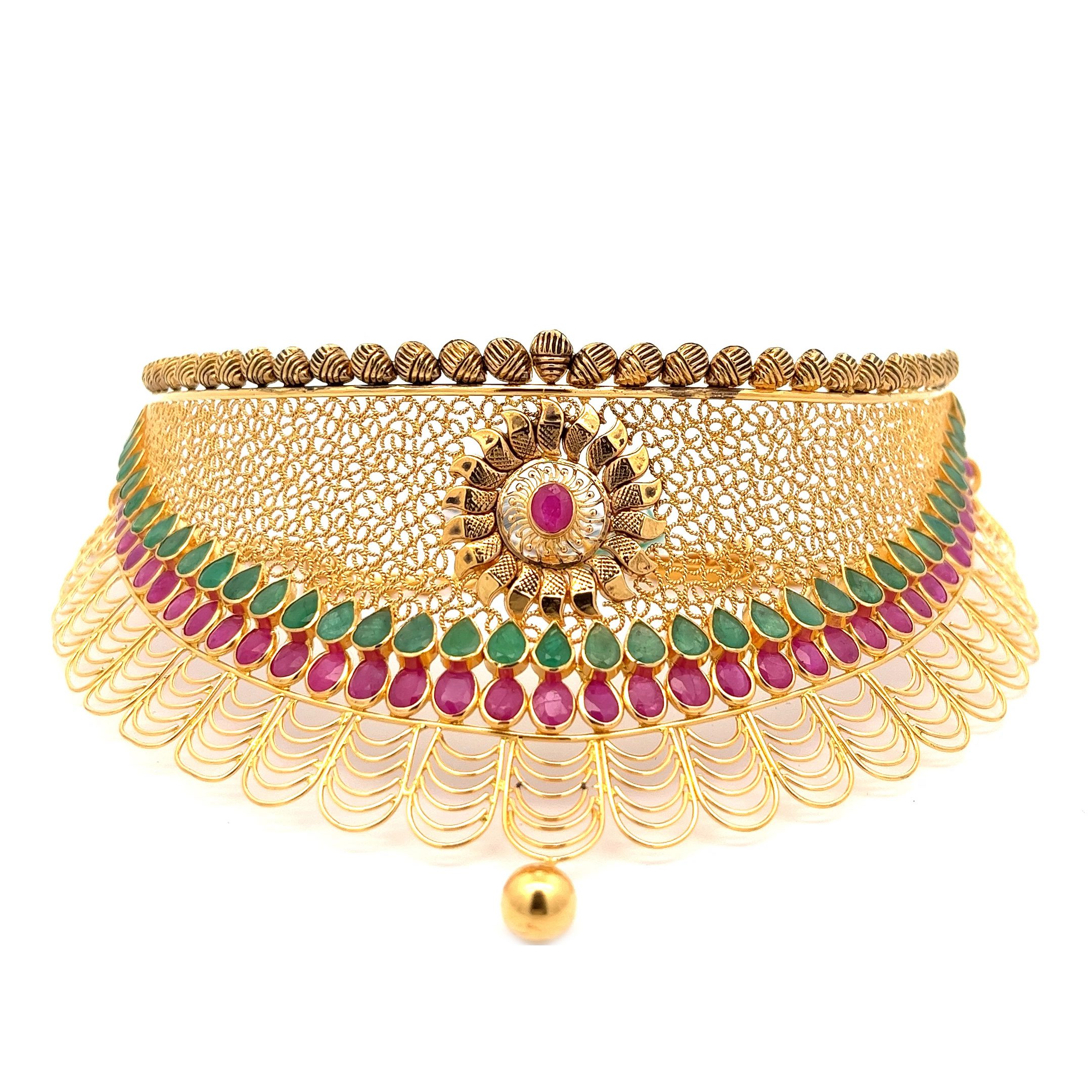 Gemstone Symphony Gold Choker | Alfa Jewellers