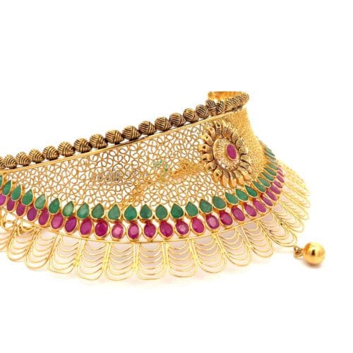 Gemstone Symphony Gold Choker - Right Side View | Alfa Jewellers