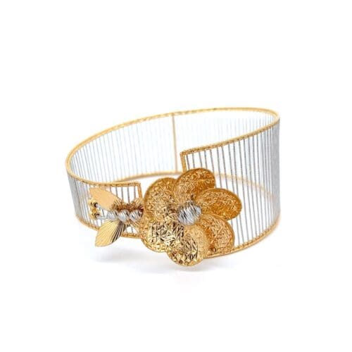 Royal Blossom Gold Hollow Bangle | Alfa Jewellers