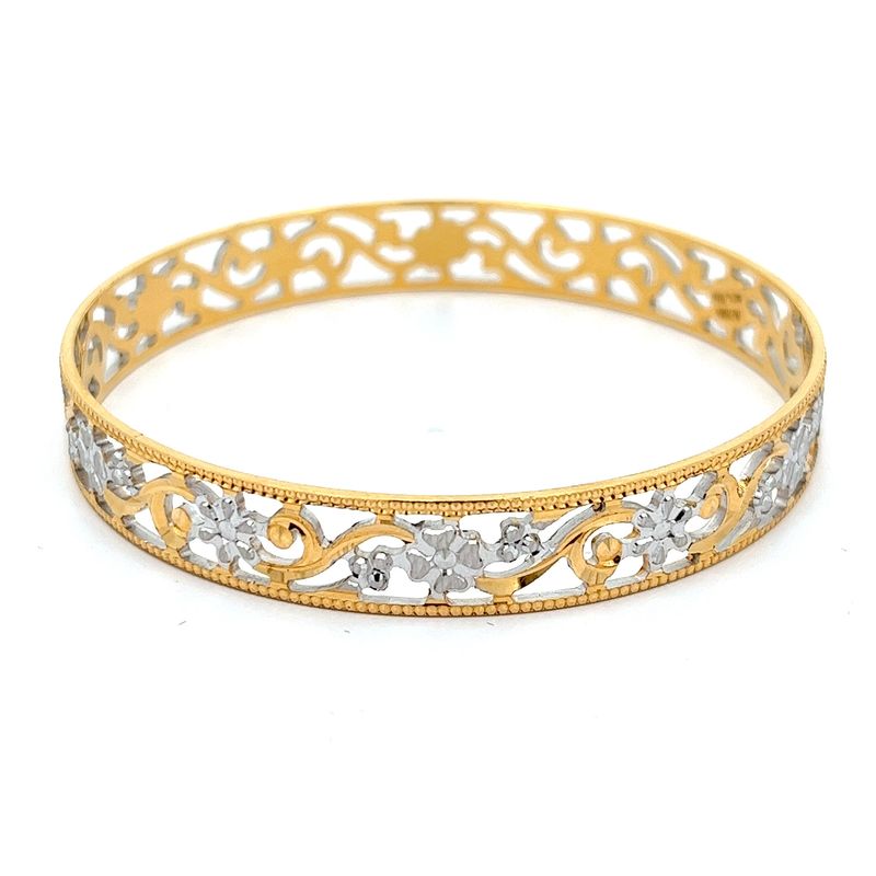 Floral Tapestry Gold Hollow Bangle | Alfa Jewellers