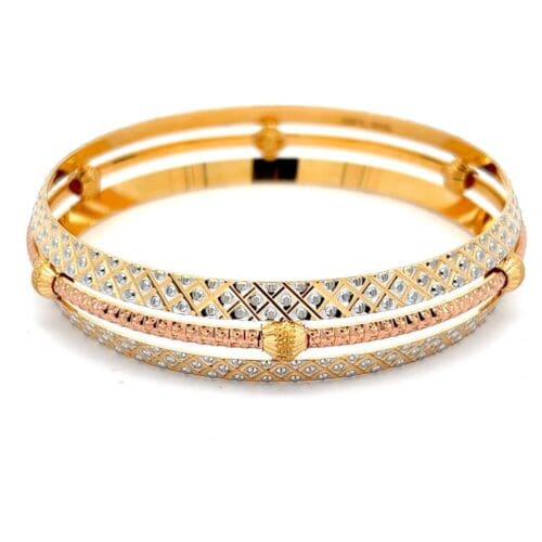 Threefold Radiance Gold Light Weight Bangle | Alfa Jewellers