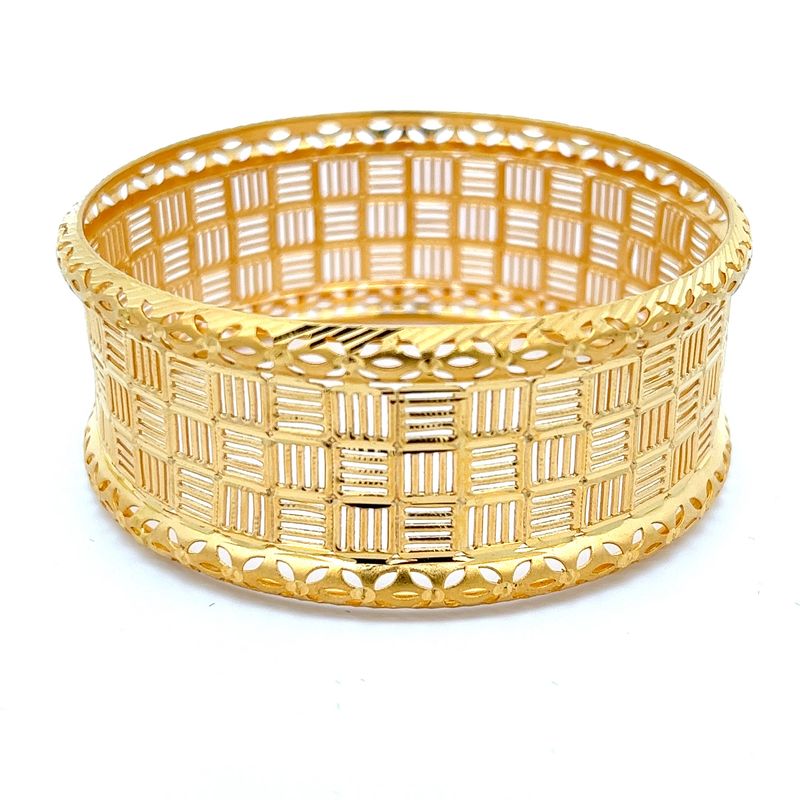 Glistening Serenade Gold Hollow Bangle | Alfa Jewellers