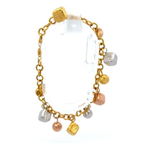 Turkish Delight Gold Charm Bracelet - Side View | Alfa Jewellers