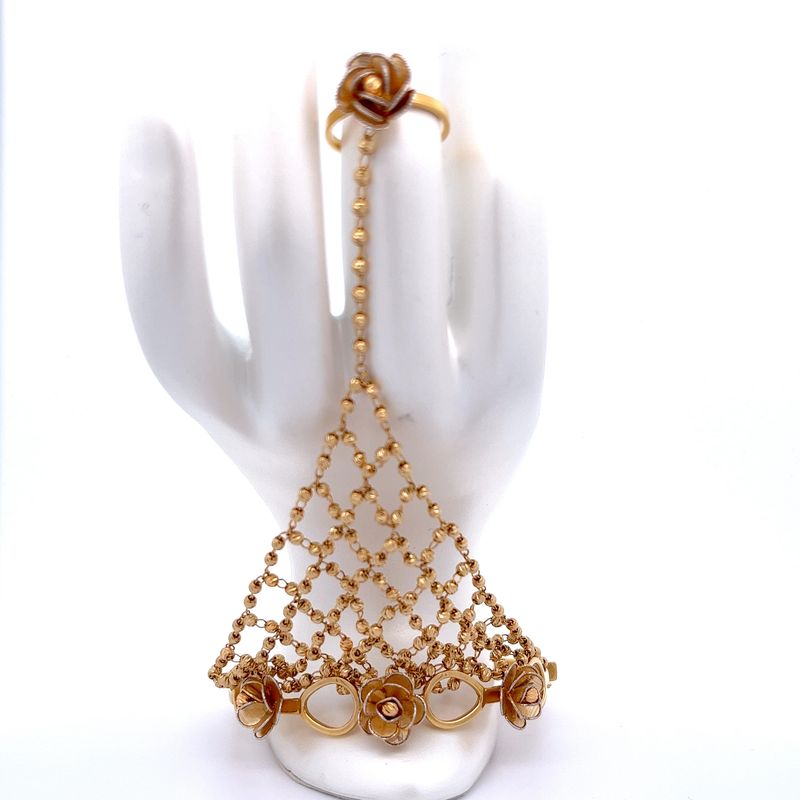 Floral Net Gold Haath Phool | Alfa Jewellers