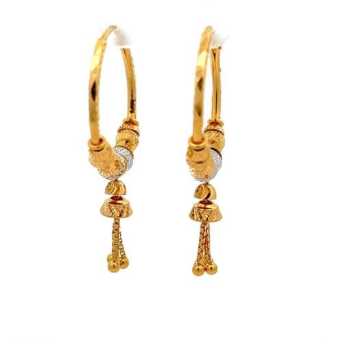 Golden Song Hoop Earrings - Side View | Alfa Jewellers