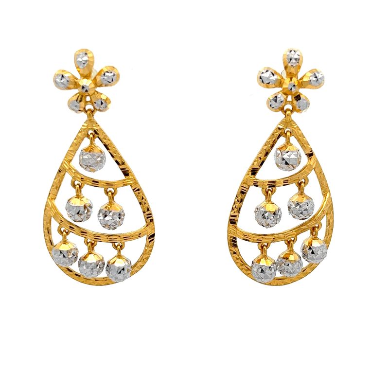 Floral Raindrop Gold Drop Earrings | Alfa Jewellers