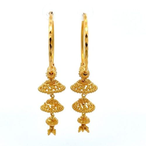 Enchanting Symphony Gold Jhumka Earrings | Alfa Jewellers