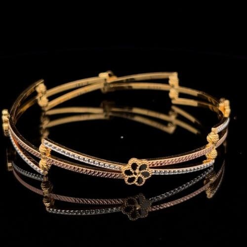 Enchanted Bloom Gold Light Weight Bangle - Front