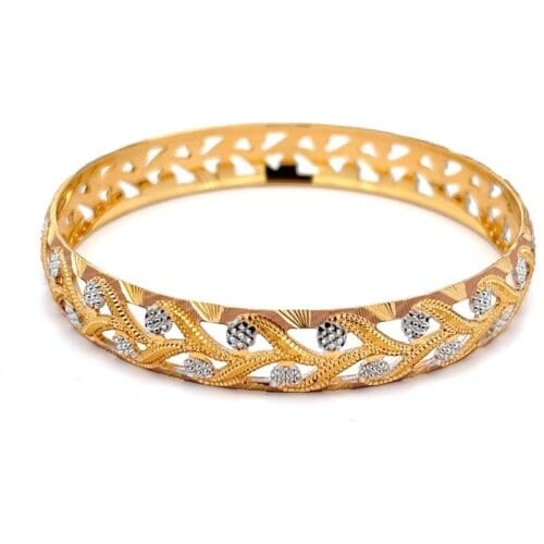 Enchanting Eden Gold Hollow Bangle - Front