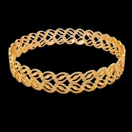 Forest Whisper Gold Hollow Bangle - Front