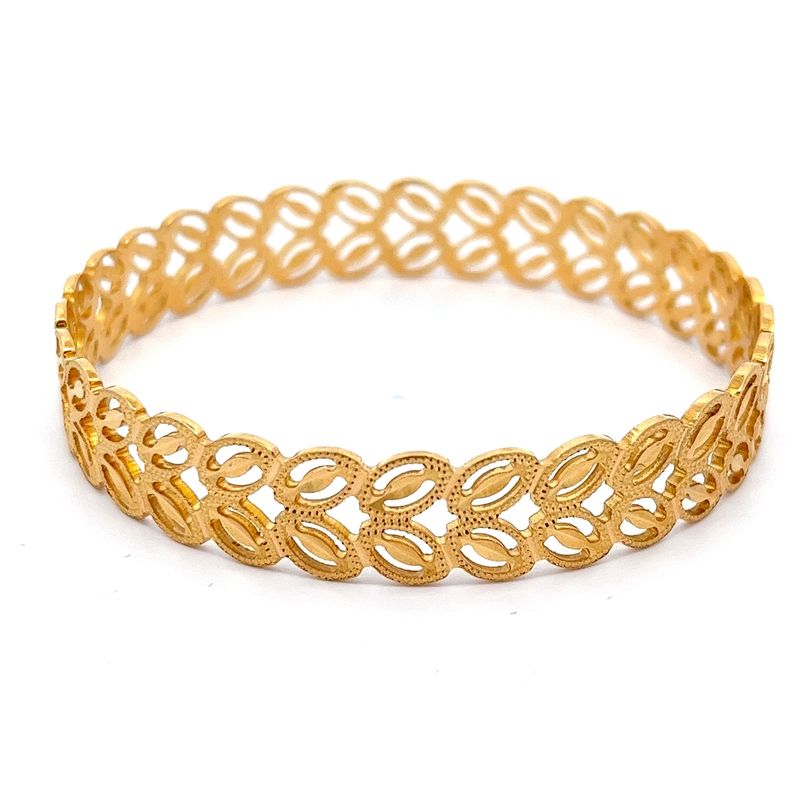 Forest Whisper Gold Hollow Bangle | Alfa Jewellers