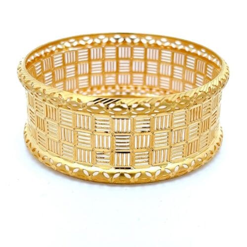 Glistening Serenade Gold Hollow Bangle - Front