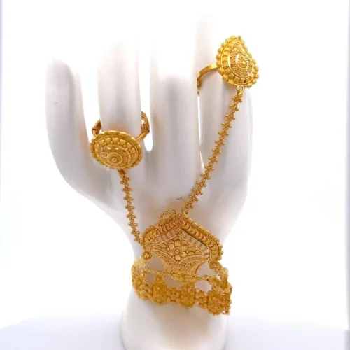 Gold Bracelets - Sun’s Delight Gold Haath Phool