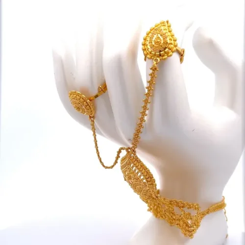 Gold Bracelets - Sun’s Delight Gold Haath Phool - Left