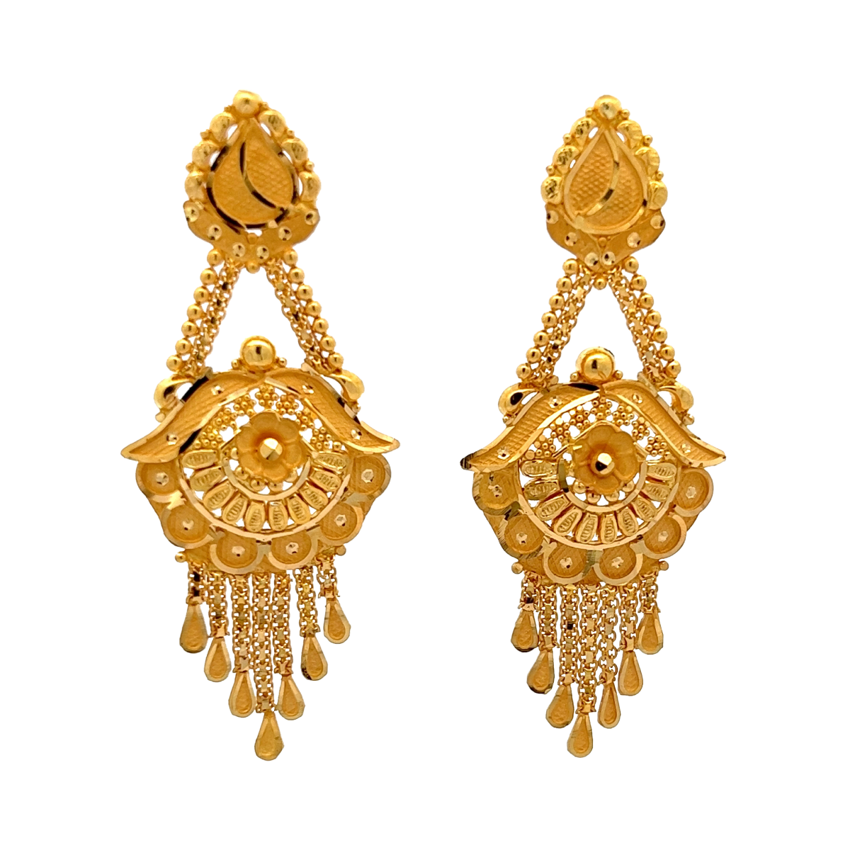 Alluring Gaze Gold Chandelier Earrings | Alfa Jewellers