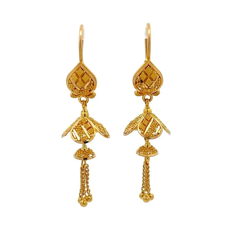 Gold Earrings - Blossom Bells Jhumka Earrings