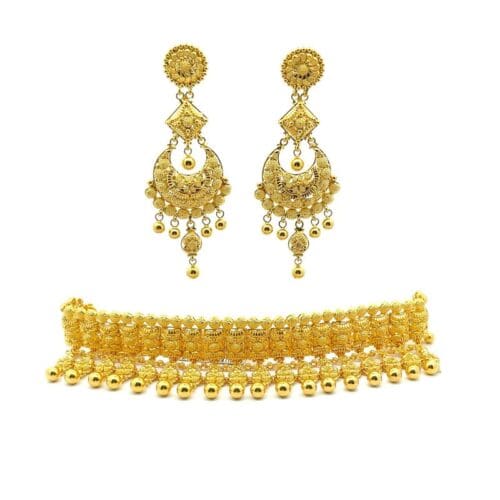 Calcutta Radiance Gold Chandbali Earrings - Front