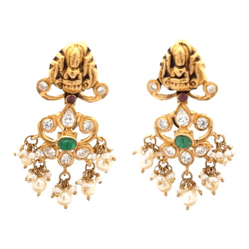 Elysian Whispers Gold Chandbali Earrings | Alfa Jewellers