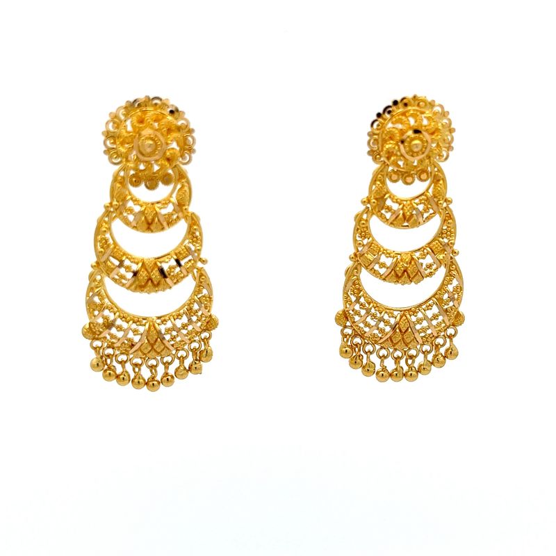 Filigree Serenade Gold Chandbali Earrings