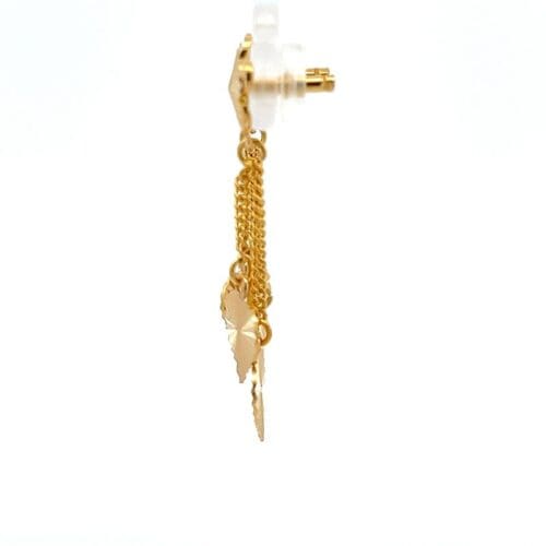 Floral Fantasia Heart Gold Dangle Earrings - Left