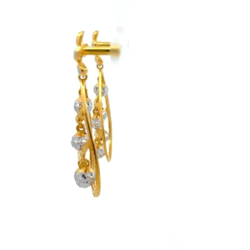 Floral Raindrop Gold Drop Earrings-Left