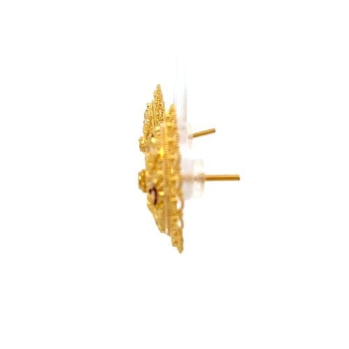 Lattice of Light Gold Stud Earrings - Left