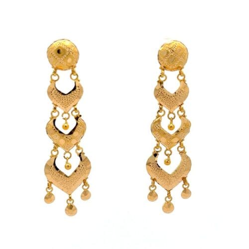 Rajkot’s Heart Cascade Gold Chandelier Earrings | Alfa Jewellers
