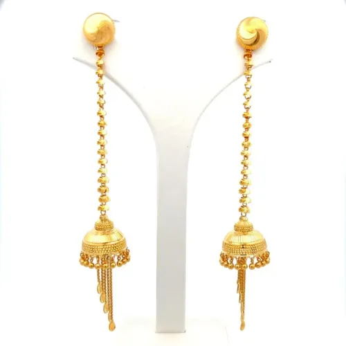Gold Earrings - Royal Rajkot Drop Jhumka Earrings