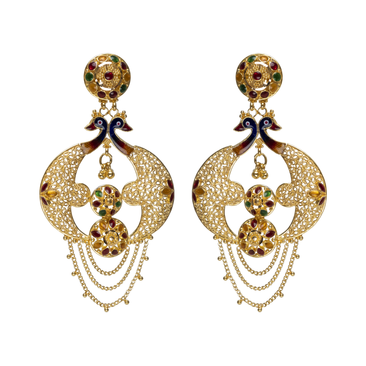 Opulent Peacock Dangle Earrings | Alfa Jewellers
