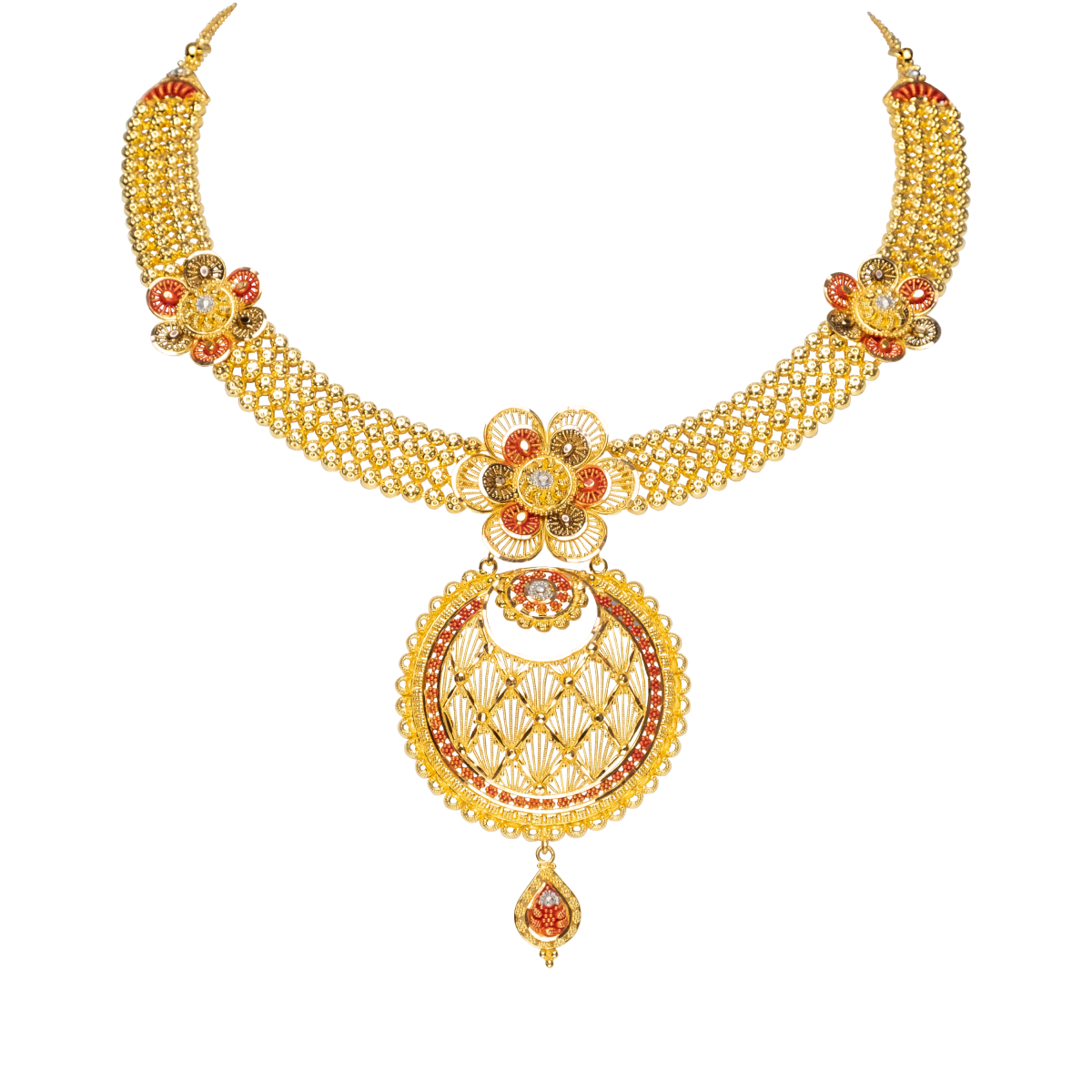 Floral Elegance Gold Necklace | Alfa Jewellers