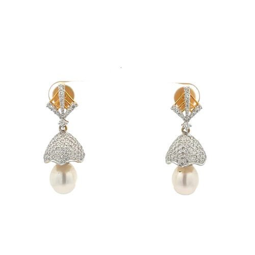 Lustrous Diamond Earrings - Front View | Alfa Jewellers