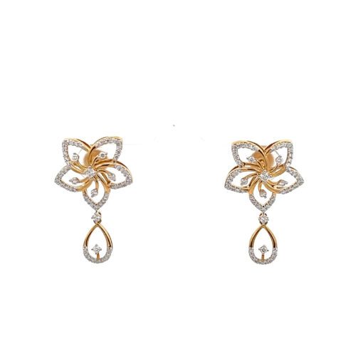 Modern Diamond Ear Studs - Front view | Alfa Jewellers