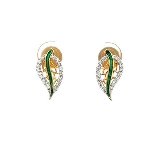 Graceful Diamond Ear Studs - Front View | Alfa Jewellers