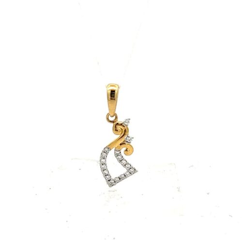 Graceful Gold Diamond Pendant - Front View | Alfa Jewellers