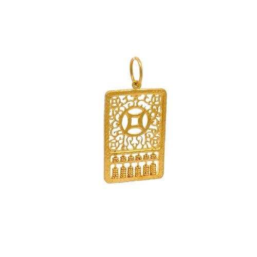 Prosperous Gold Abacus Pendant - Back Side View | Alfa Jewellers